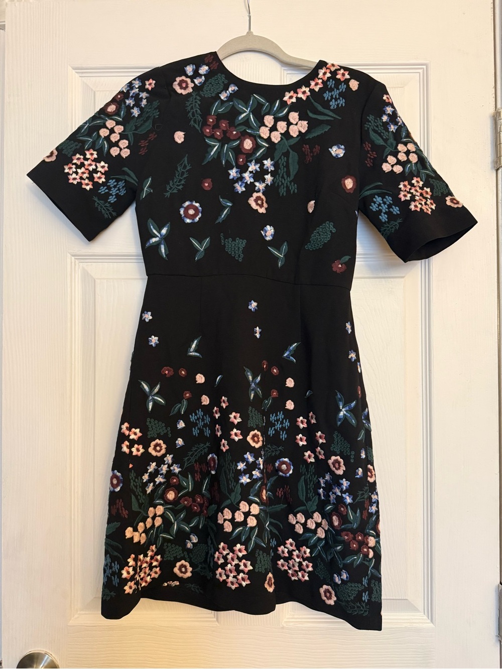 Context for Lord & Taylor Black Floral Embroidered Short Sleeve Dress